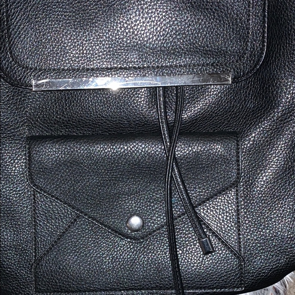 Drawstring Faux Leather Mini Backpack - image 2